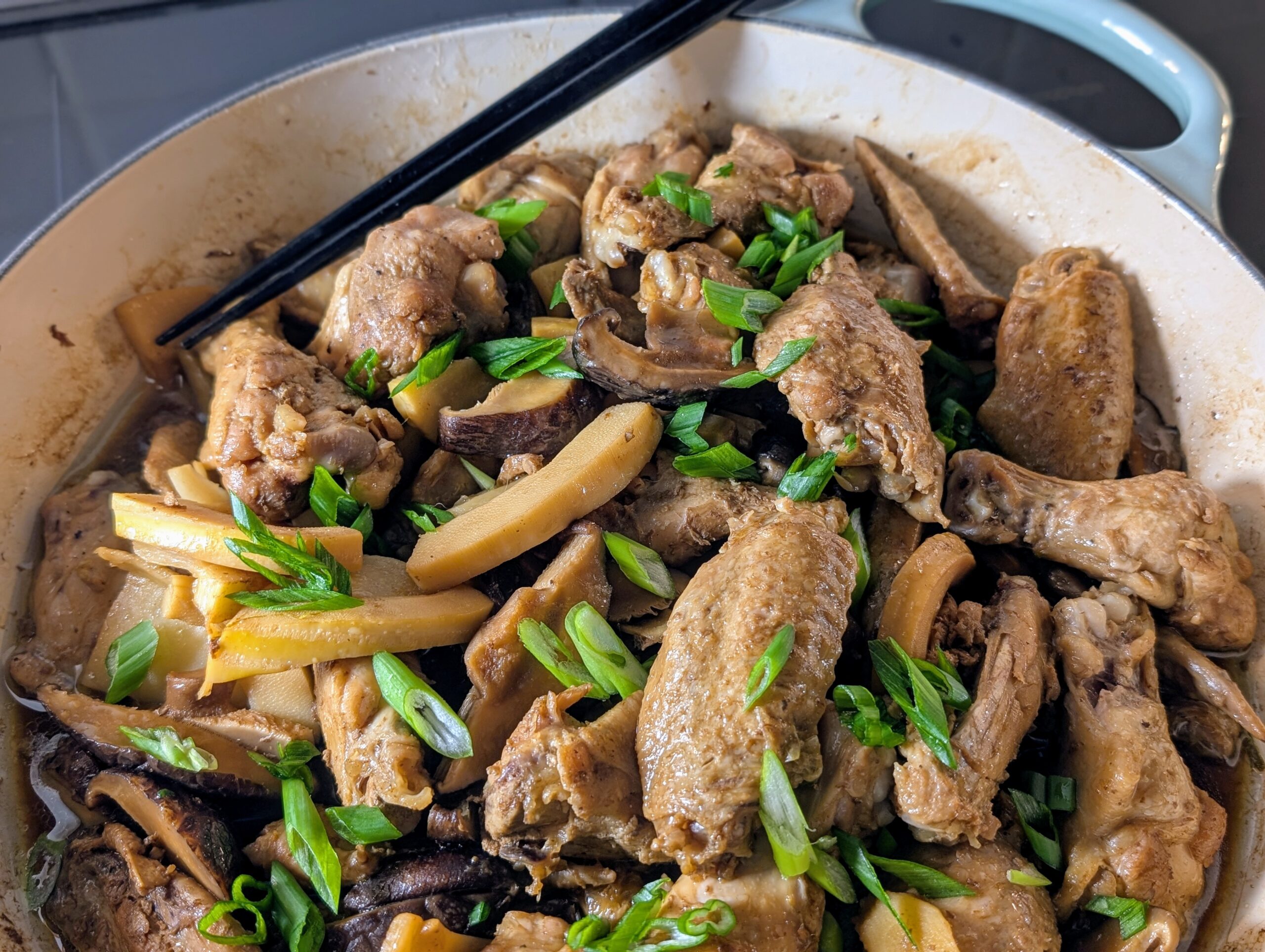 Soy Sauce Braised Chicken with Shiitake and Bamboo Shoots